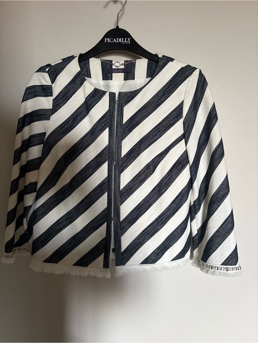 Designer LAUREL Cropped Zip-Front Jacket small 86% coton